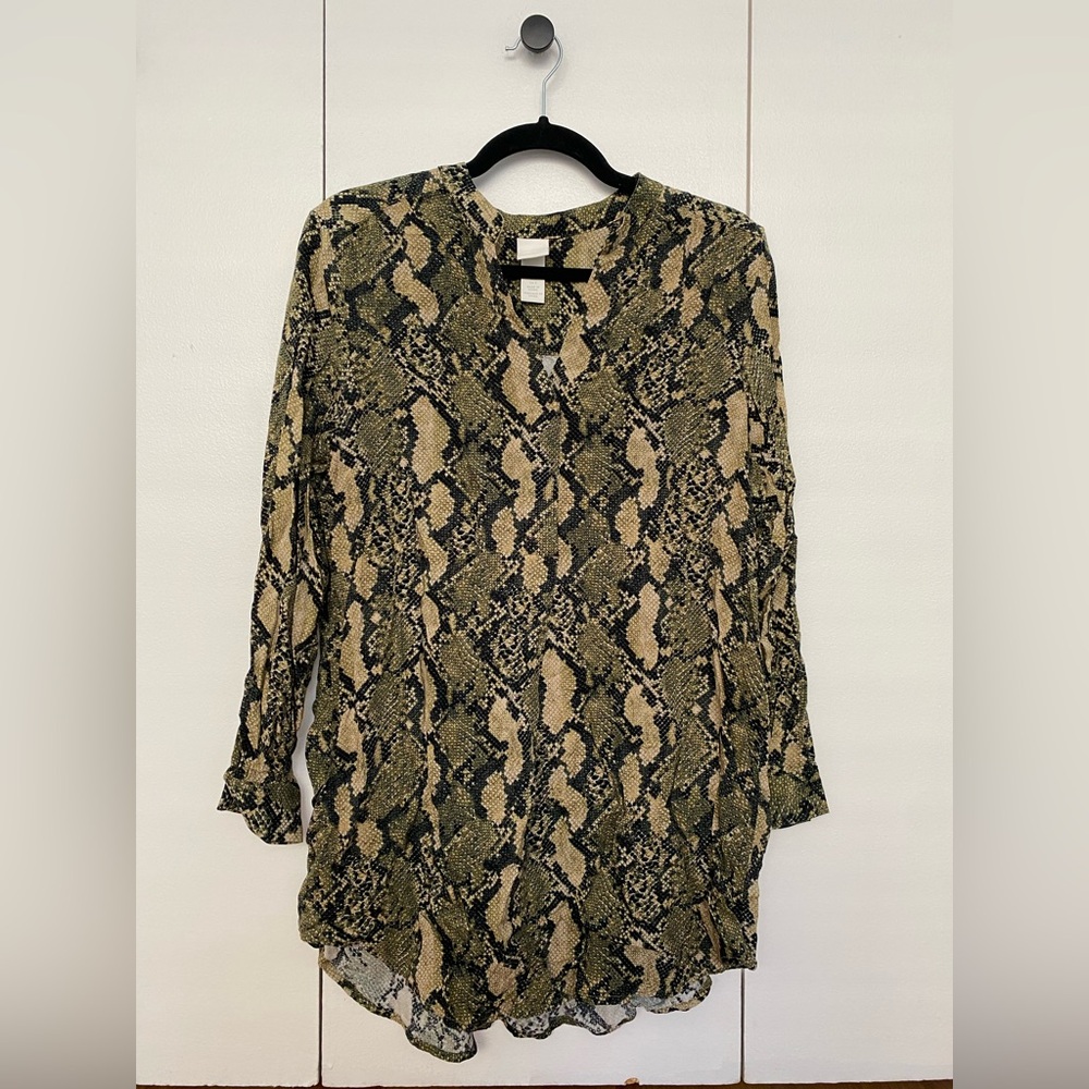 H&M - Snakeskin Longsleeve Tunic Mini Dress